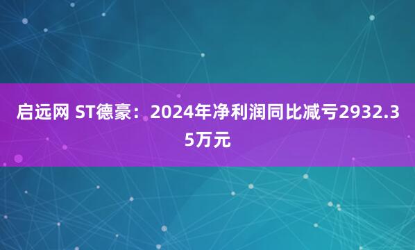 启远网 ST德豪：2024年净利润同比减亏2932.35万元