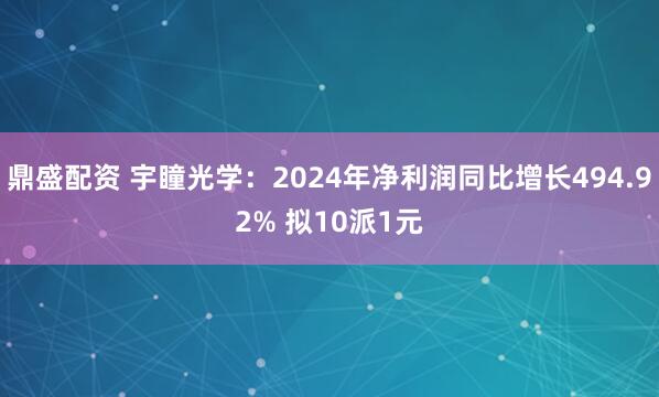 鼎盛配资 宇瞳光学：2024年净利润同比增长494.92% 拟10派1元